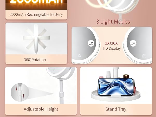 10x magnifying makeup mirror mirror with light stand up mirror mirror with lights for makeup desk