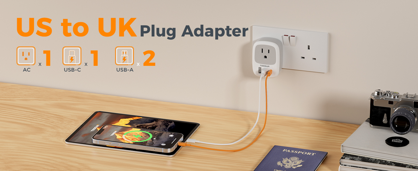 TESSAN uk travel adapter