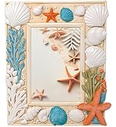 Seaside Splendor 4"x6" Resin Picture Frame – Starfish &amp; Seashell Beach-Themed Photo Frame, Ideal ...