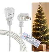 10 FT Clear Extension Cord,Indoor Thin 2 Prong Extension Cord with Flat Plug, Invisible Slim Exte...