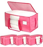 VTSVTS Pink Heavy Duty Moving Bags, 4 pcs Large Storage Bins with Lids, 29 x 14 x 14 In Moving To...