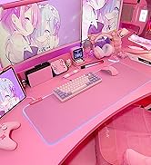 JMIYAV Pink RGB Gaming Mouse Pad 31.5x12 Inch PC XL Large Extended Glowing Led Light Up Desk Pad ...