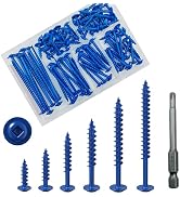 Wensilon (Blue) Pocket Hole Screws Wood Screw kit, 87PCS, Round Head Square Groove self Tapping S...