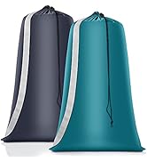 Heavy Duty Laundry Bag 2 Pack XL Nylon Laundry Bags with Straps, Washable Large Dirty Clothes Org...