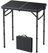 FUNYKICH 2ft Small Foldable Camping Table(22.8'' Lx15.7'' W), 3 Height Adjustable Portable Foldin...