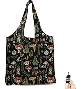 BeeGreen Mushrooms Ultimate Travel Tote Bag - Reusable Grocery Shopping Bag - Foldable Compact Po...
