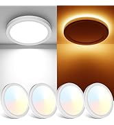 Fairdeer 4Pack 7 Inch LED Flush Mount Ceiling Lights with Night Light, 15W 1500LM 3000K Warm to 6...