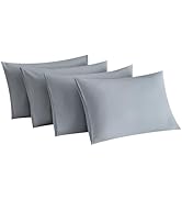 MINIPANDA Light Grey Pillow Cases Set of 4 Queen Size - Gray Pillow Cases Super Soft, Smooth and ...
