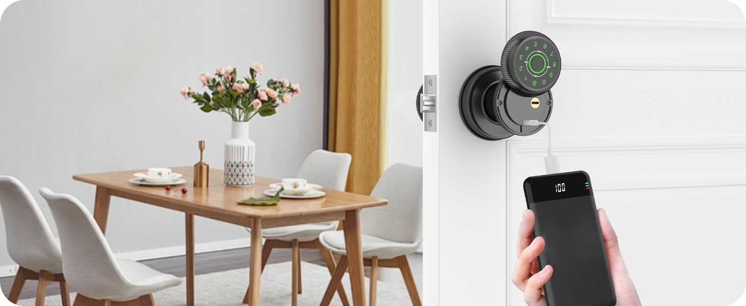 Fingerprint Door Lock with App Type C Port