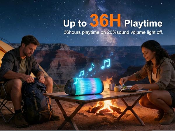 The wireless can arrive up to 36 hours playtime on 20% sound volume off, over than 24 hours