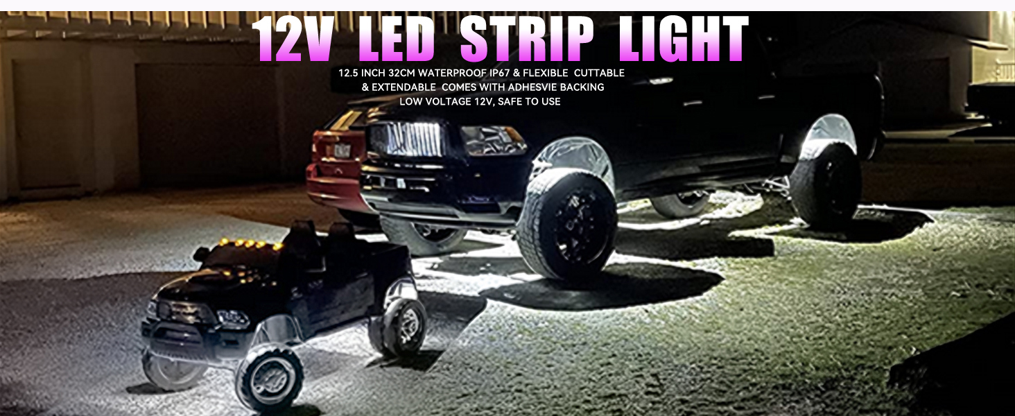 Car Led Strip Lights 32CM Waterproof Led Light Strips for Cars Motorcycles 
