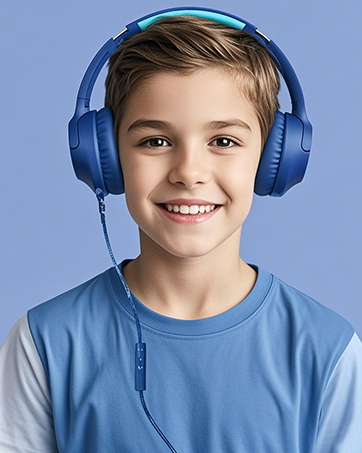 blue headphones