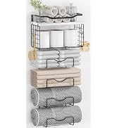 Towel Racks for Bathroom,Towel Rack Wall Mounted, 6 Tier Rolled Or Folded Towel Holder with Float...