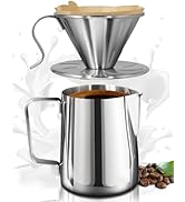 Belly Moka Coffee Maker Pour Over Dripper 304 Stainless Steel 11.8oz 350ml Silver Reusable Drippe...