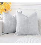 OTOSTAR Pack of 2 Throw Pillow Covers 24x24 Inch Linen Blue Grey Pillowcases Farmhouse Decorative...