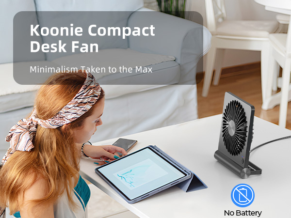Koonie USB Fan, Strong Wind Ultra Quiet Small Desk Fan