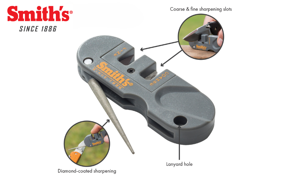 smith's pocket pal with fold out sharpening rod and coarse and fine sharpening slots