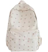 2025 Cute Preppy Bag Floral Printed Kawaii Backpack Cottagecore Aesthetic Backpack Laptop Daypack...