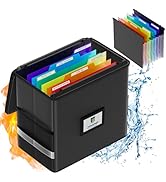 ZOOPIP Fireproof File Box with Hanging File Folders, 7x1.2" Accordion Pockets, Hanging File Organ...