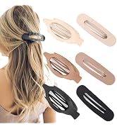 Depoka 6 Pcs Flat Hair Clips, Large Hair Clips for Thick Hair (Beige, Khaki, Black)