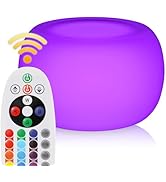 Magshion LED Bar Stool, 16" Height 16 RGB Color 4 Flash Modes, Oblate Ball Shape LED Cocktail Tab...