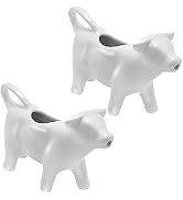 2PCS Ceramic Cow Shape Creamer and Sauce Jug, 100ML Mini Milk Pitcher for Coffee, Tea, Kitchen