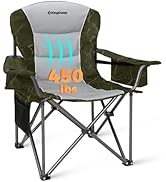 KingCamp Oversized Camping Folding Chair, Heavy Duty 450 LBS with Lumbar Support, Padded seat wit...