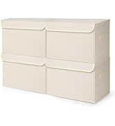 Bagnizer Large 22 Quart [4-Pack] Linen Fabric Foldable Storage Bin Cube Organizer Basket with Fli...