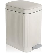 rejomiik Small Bathroom Trash Can with Lid Slim Soft Close Garbage Can Step Wastebasket Container...