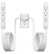 3-Prong Twin Extension Cord 16FT Double Cord 8 FT Each Side Slim Flat Head Extension Cord Total 6...