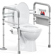 HOMLAND Toilet Safety Rails for Seniors, Adjustable Height &amp; Width 350lb Toilet Handles for Elder...