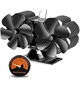 Wood Stove Fan Heat Powered, 12 Blade Fireplace Fan Non-Electric, Thermoelectric Fan EcoFan for W...