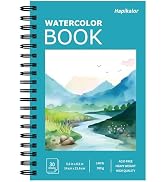 Hapikalor 5.5"x8.5"Watercolor Small Sketchbook for Kids, 30 Sheets (60 Pages) Spiral Bound, Water...