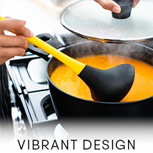 Cooking ladle spooning out tomato soup