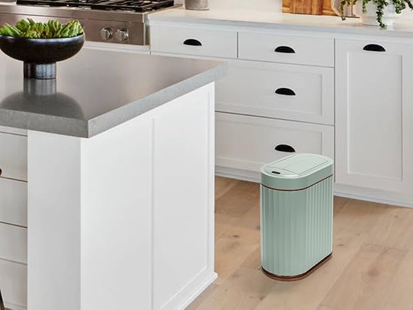 Green motion sensor smart trash can butterfly lid 11 kitchen
