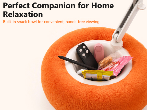 Magnetic iPad Pillow Stand with Snack Bowl for Bed
