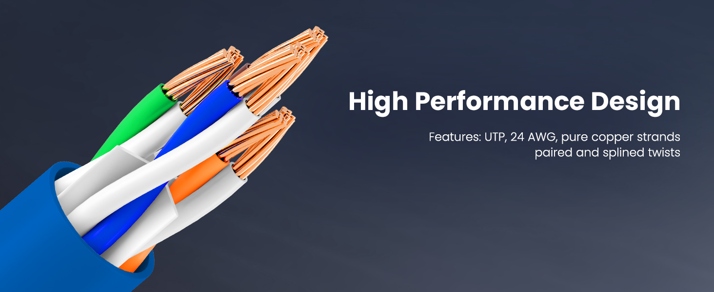 cat6 ethernet cable high performance UTP 24 AWG pure copper strands
