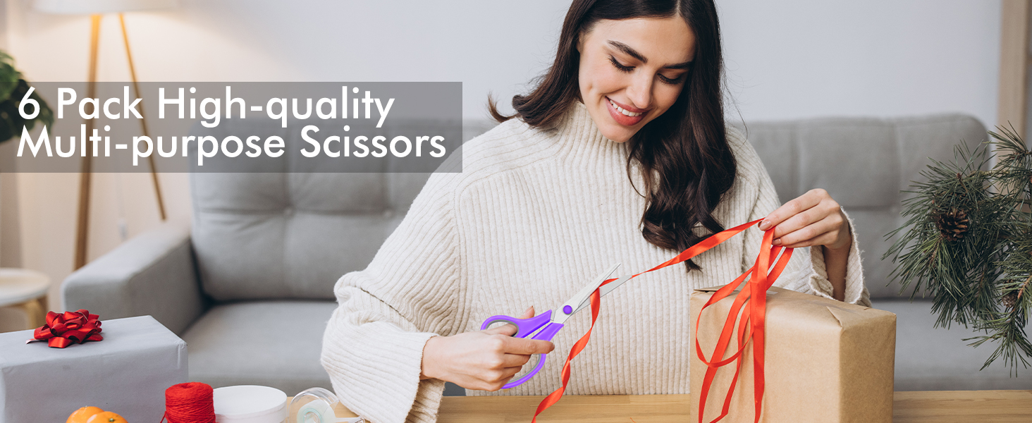 6 Packs Scissors Bulk, 8 Inch Scissors All Purpose Sharp Sewing Fabric Shears