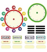 D24TIME 34Pcs Telling Time Bulletin Board Set Decoration Clock for Kids Learning to Tell Time Tel...