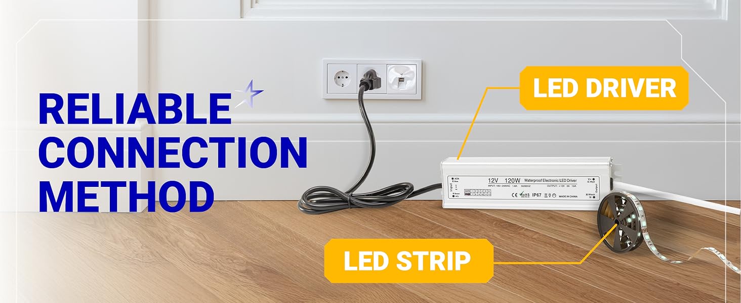 120W 12V LED Power Supply Driver 10A with US Standard 3-Prong Plug by BlueStars