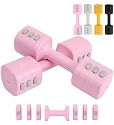 kisnbld Adjustable Dumbbell Set of 2, 4 in 1 Free Weights Dumbbells Set for Women with Fast Adjus...