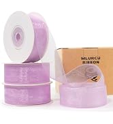 Light Purple Ribbon Lavender Ribbon Sheer Organza Ribbon 1 Inch x 75Yds Clear Purple Chiffon Tull...