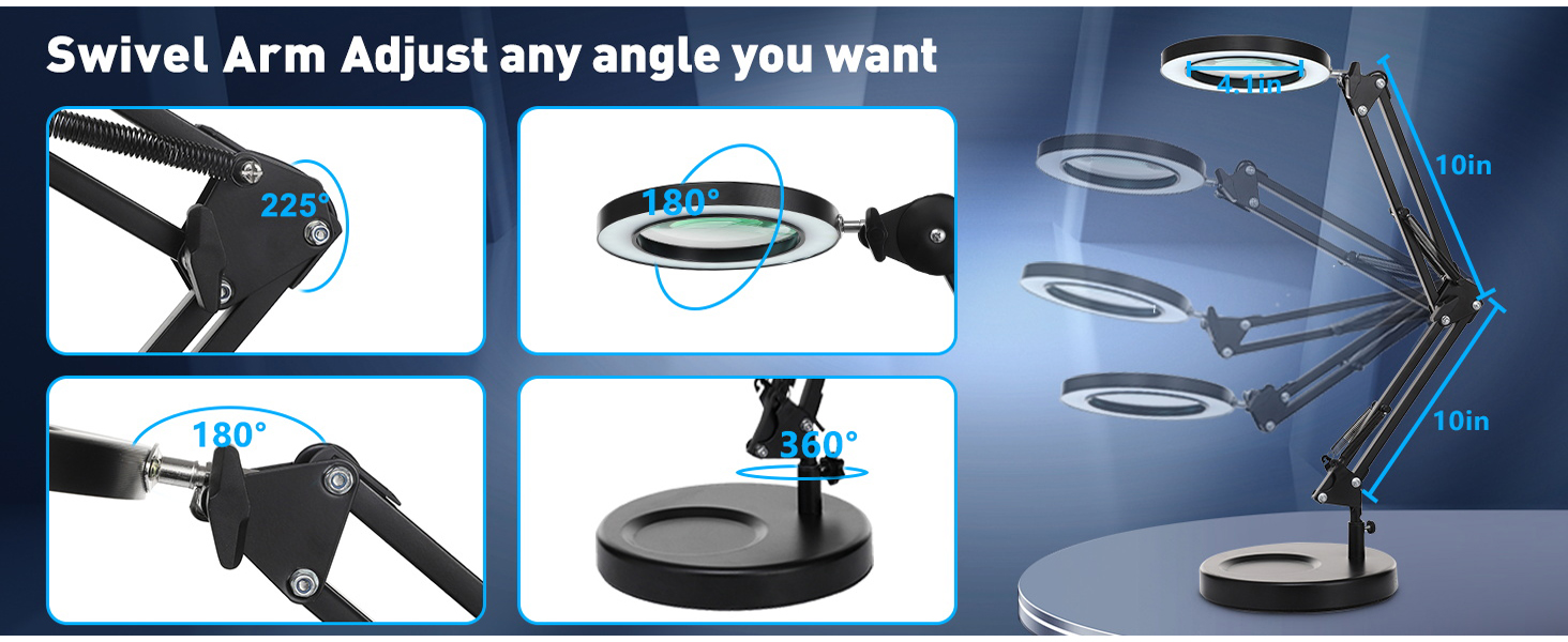 Magnifying Desk Lamp with Clamp