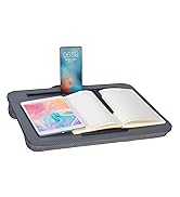 Lap Desk Dark Grey, Portable Laptop Desk Fits Up to 16" Laptops, with Tablet Slot, Built-in Cushi...