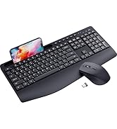 Ergonomic Wireless Keyboard and Mouse Combo,LIZRROT 2.4GHz Silent Full-Size Mouse and Keyboard,Wr...