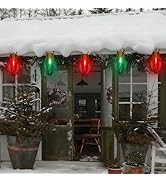 SUNSGNE Red and Green Giant Christmas Lights, 16FT Red and Green LED Christmas Lights with 10 Cou...