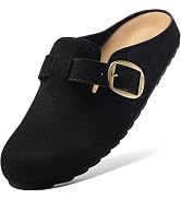 BOSTANTEN Clogs for Women Wide Width Comfortable Suede Mules with Soft Footbed and Arch Support, ...