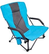 G4Free Low Sling Folding Beach Camping Chairs Compact Concert Lumbar Back Support with Carry Bag ...