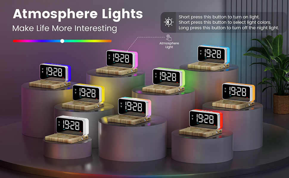 bluetooth speaker alarm clock,bedside clock with phone charger,portable speaker