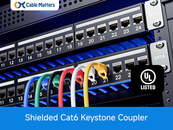 [UL Listed] 10-Pack 10Gbps Cat6 Keystone Coupler, RJ45 Keystone Jack Coupler/Ethernet 
